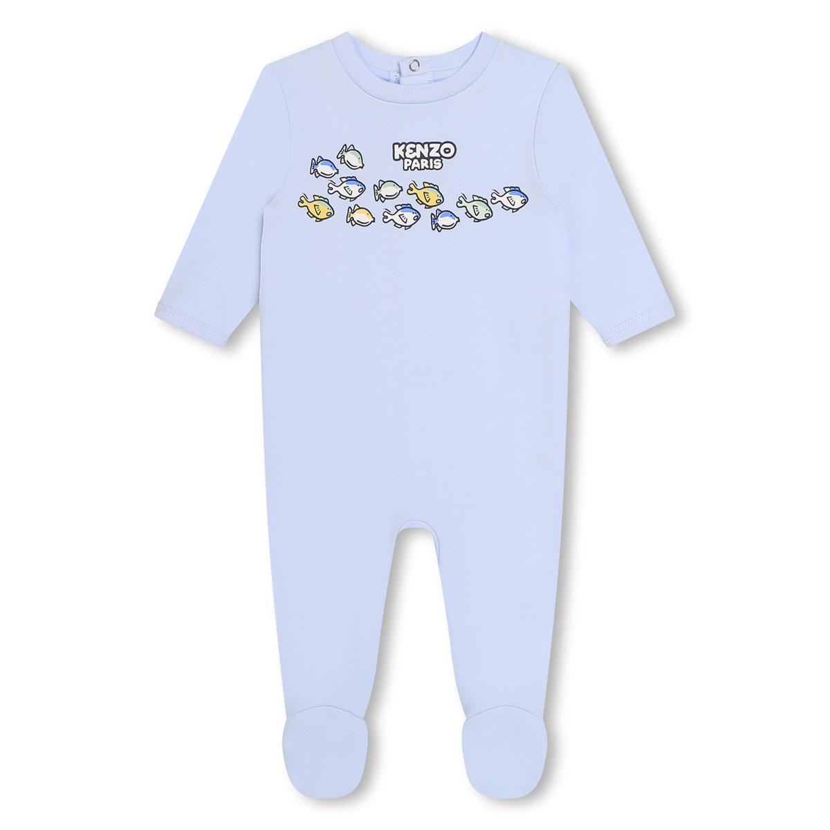 Baby Boys Blue Cotton Babysuit