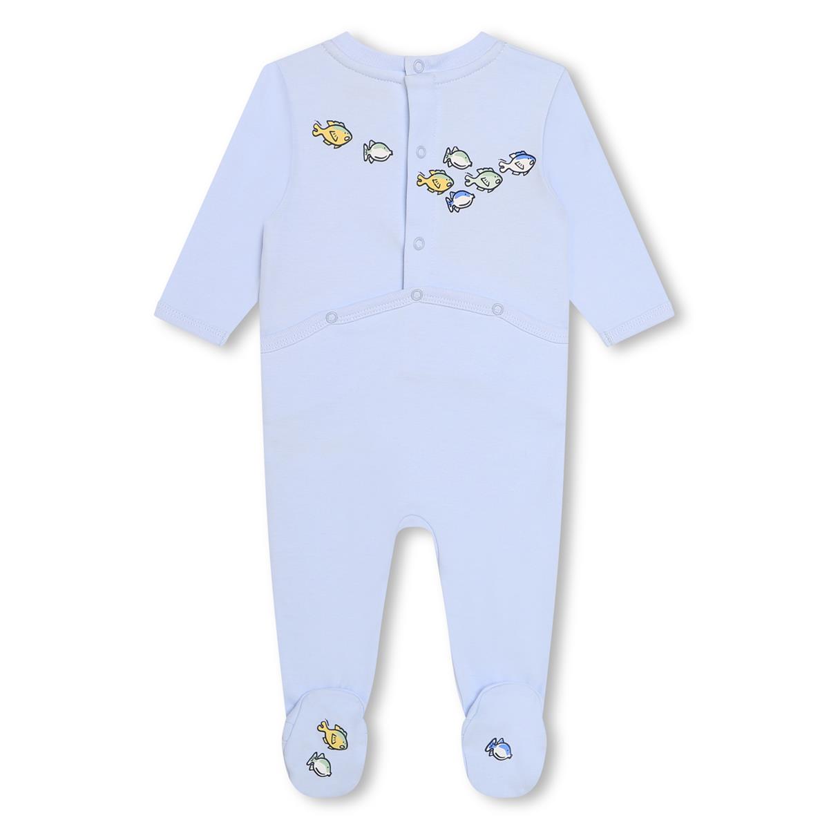 Baby Boys Blue Cotton Babysuit