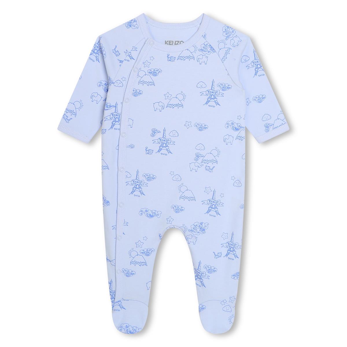 Baby Boys Blue Cotton Babysuit Set(2 Pack)