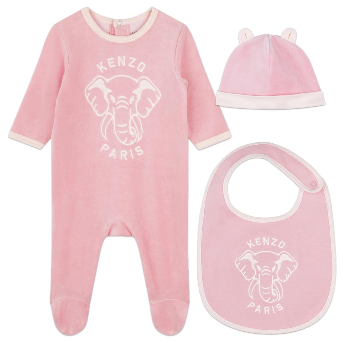 Baby Girls Pink Cotton Babysuit Set