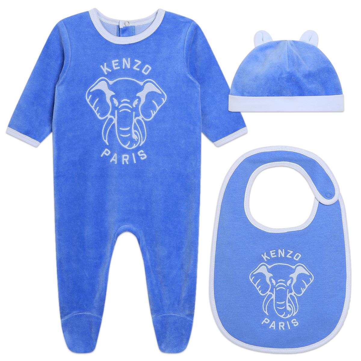 Baby Boys Blue Cotton Babysuit Set
