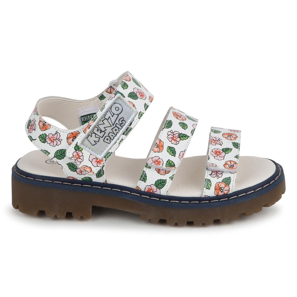 Girls White Flowers Sandals