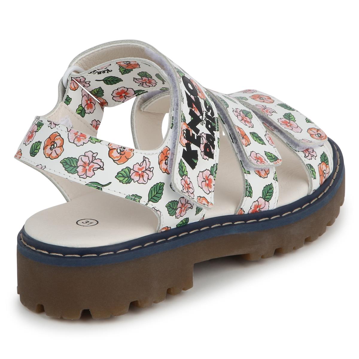 Girls White Flowers Sandals