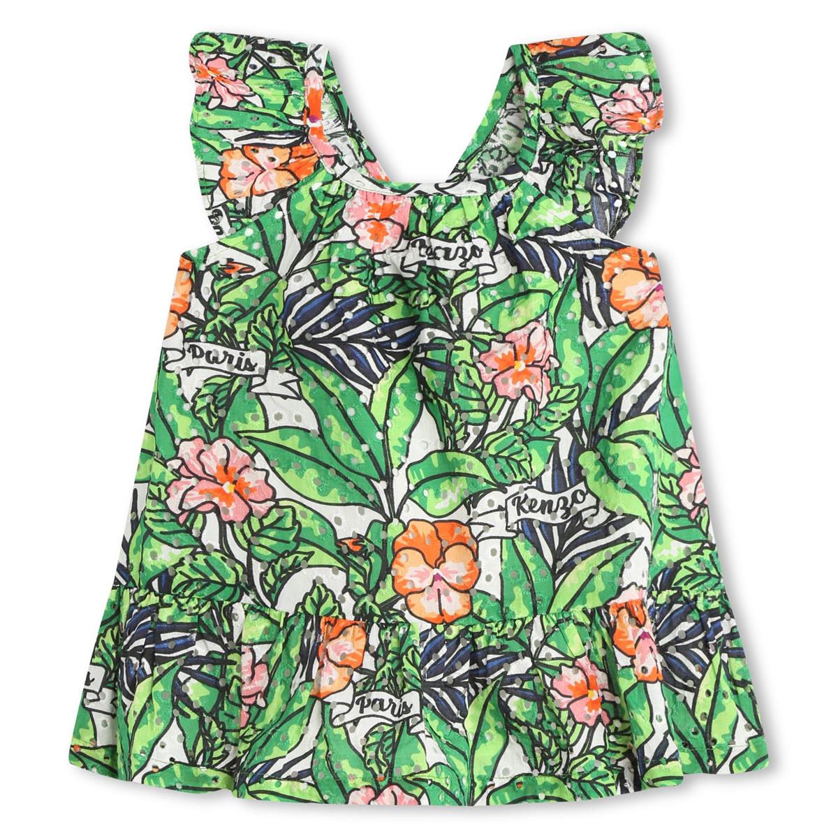 Baby Girls Green Flowers Dress