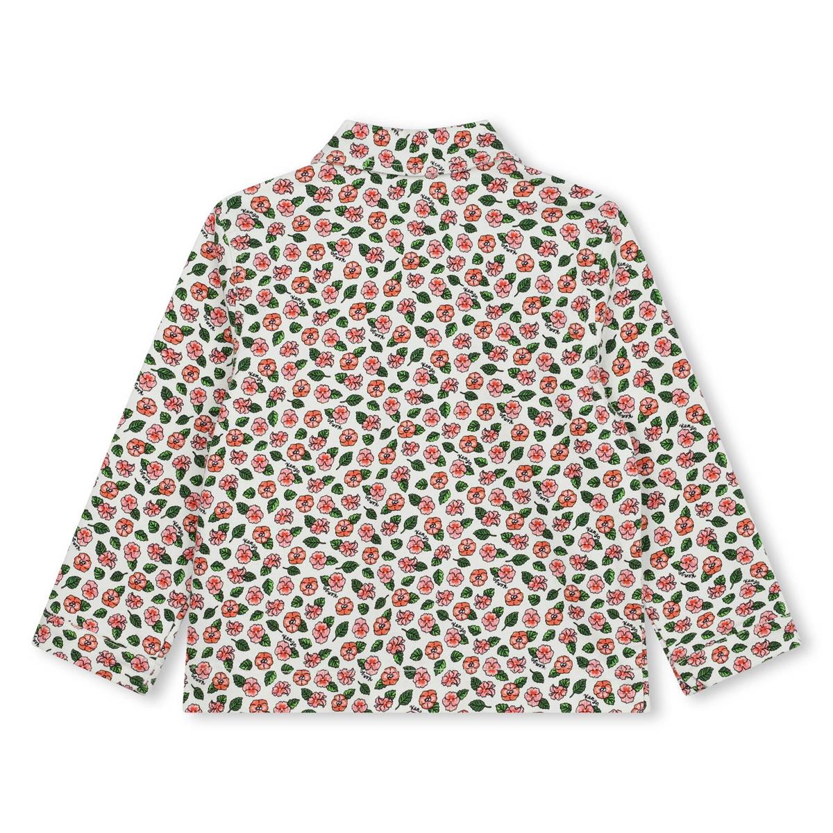 Girls White Flowers Cotton Shirt