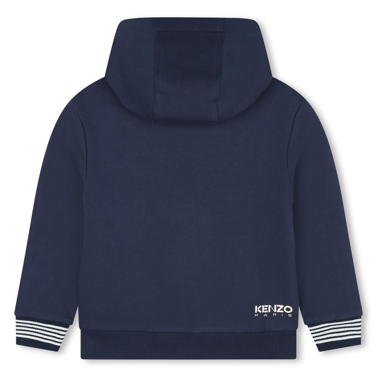 Girls Blue Cotton Zip-Up Top