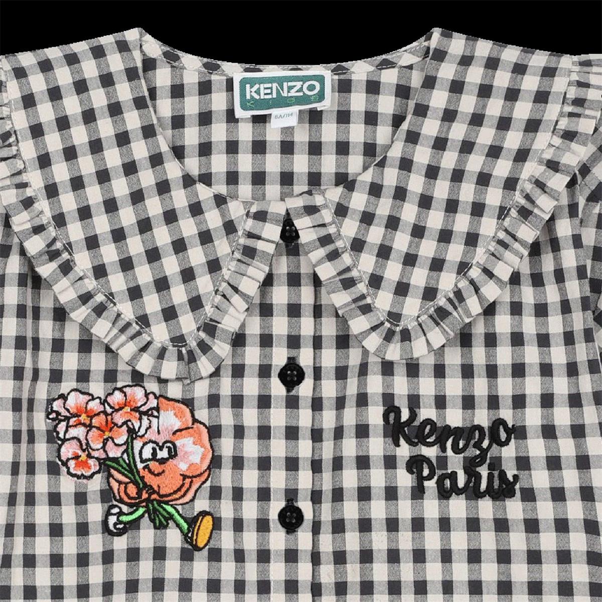 Girls Grey Check Cotton Shirt