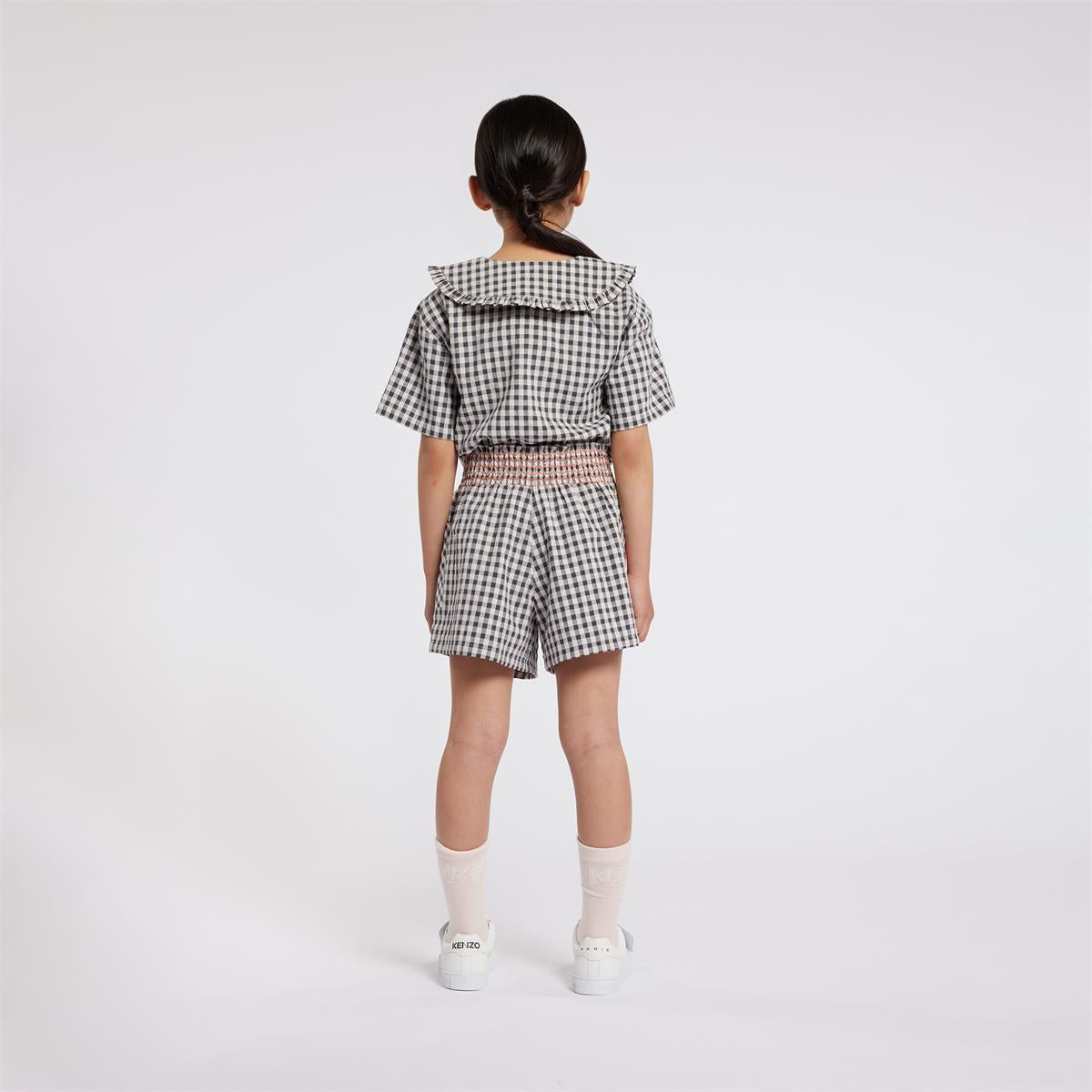 Girls Grey Check Cotton Shirt