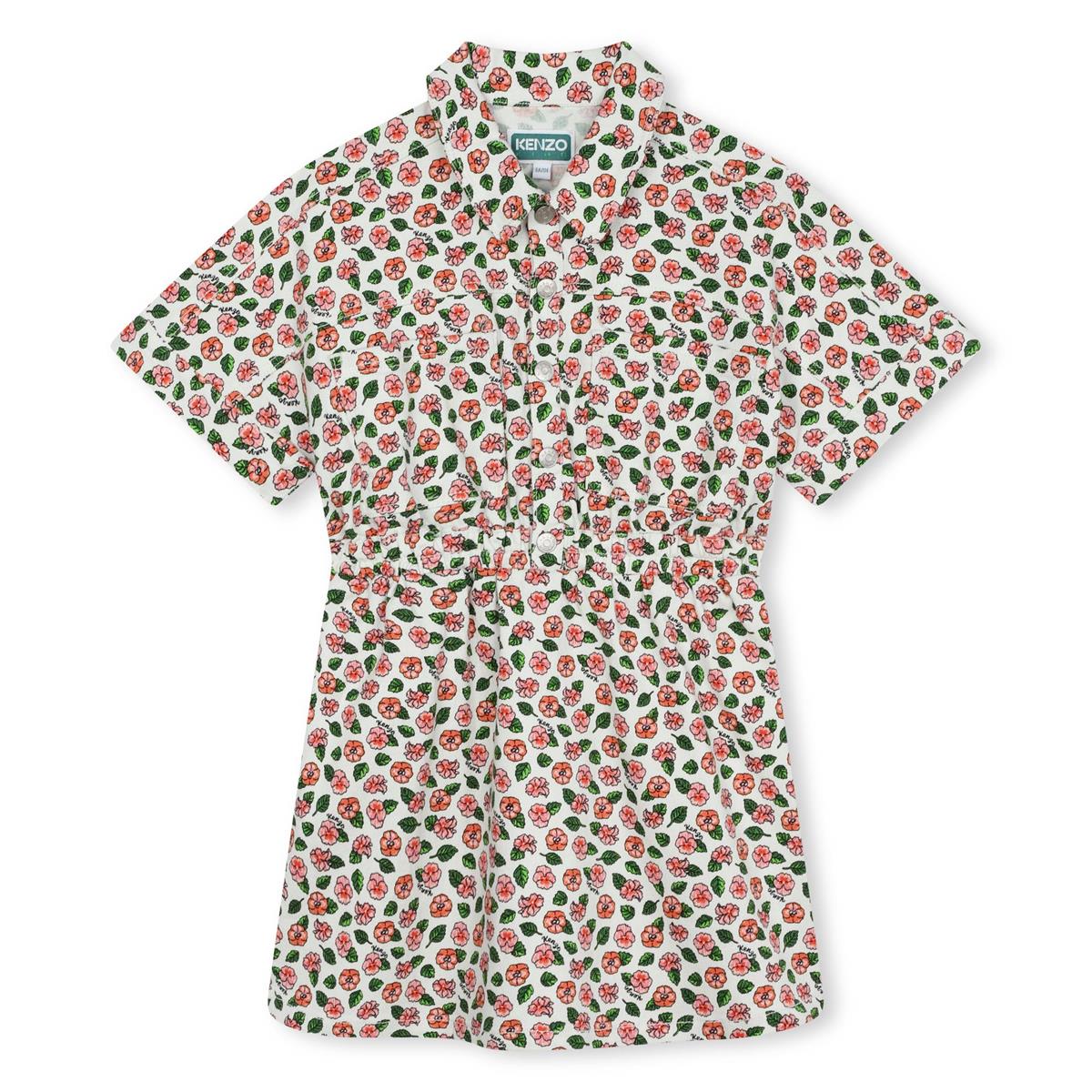 Girls White Flowers Cotton Dress
