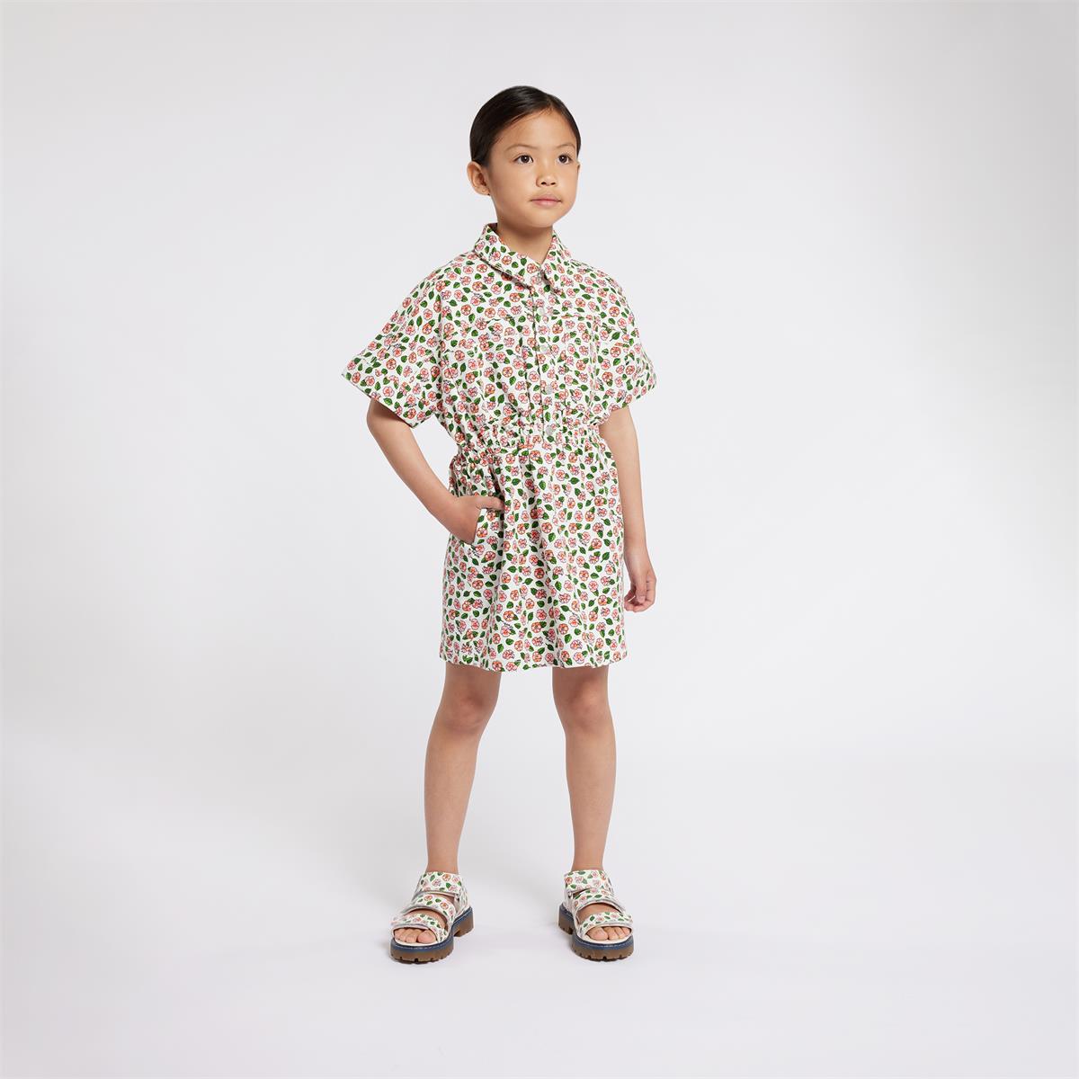 Girls White Flowers Cotton Dress