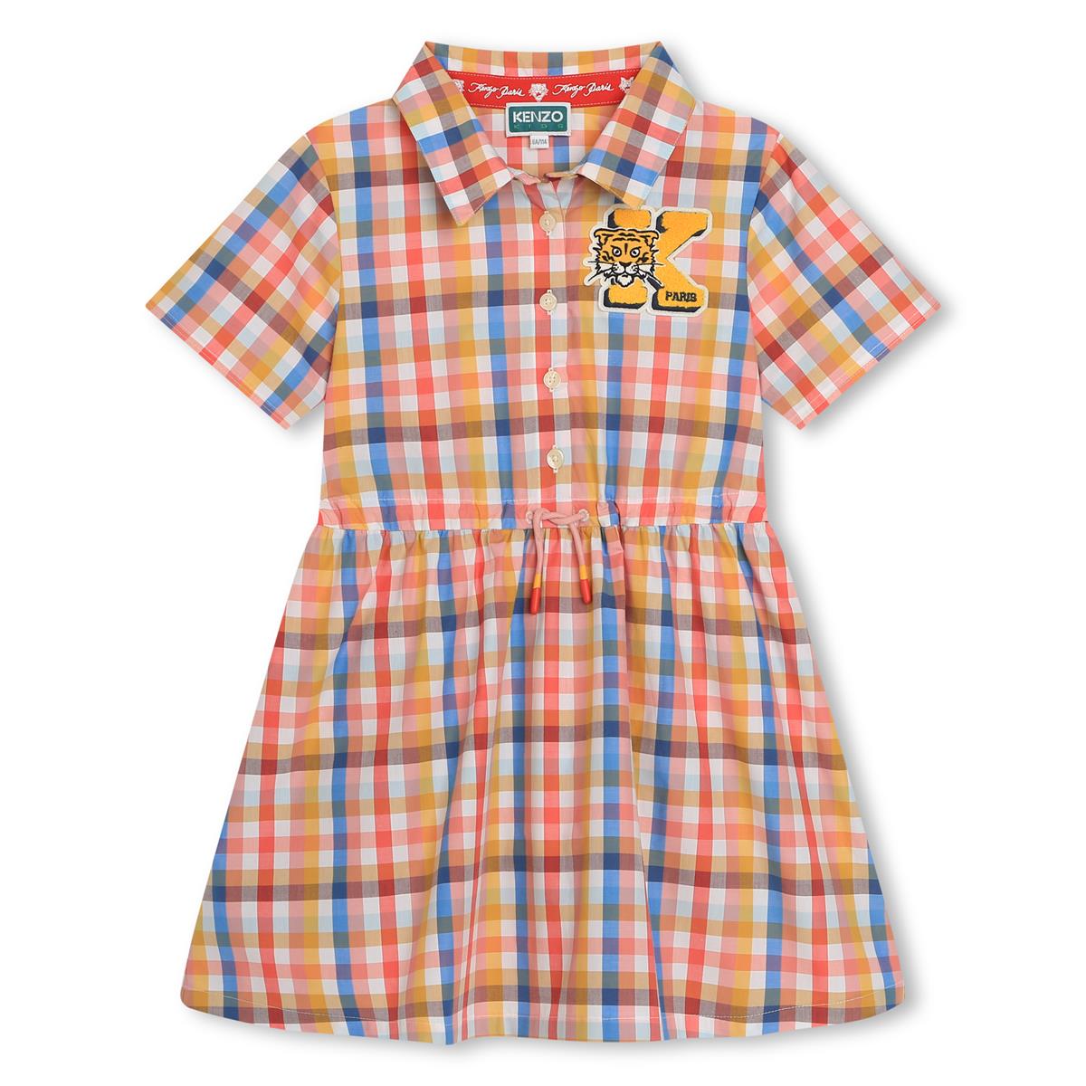 Girls Yellow Check Cotton Dress