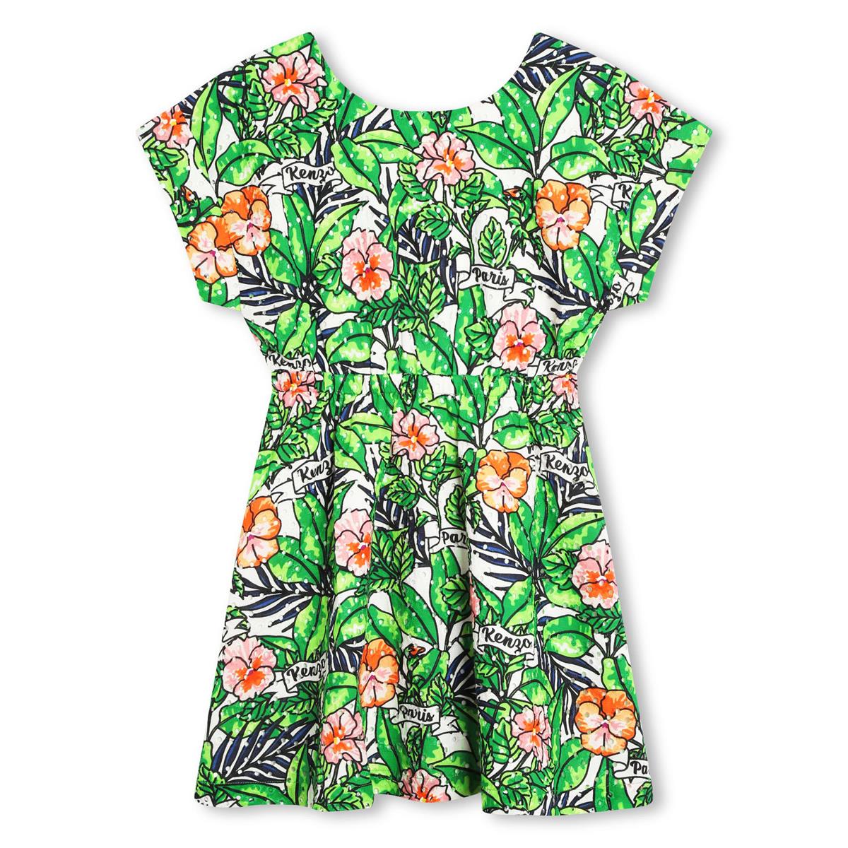 Girls Green Flowers Dress