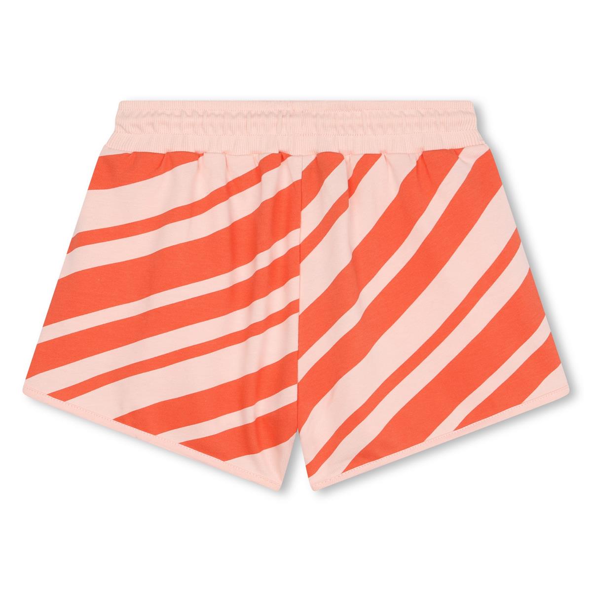 Girls Orange Stripes Cotton Shorts