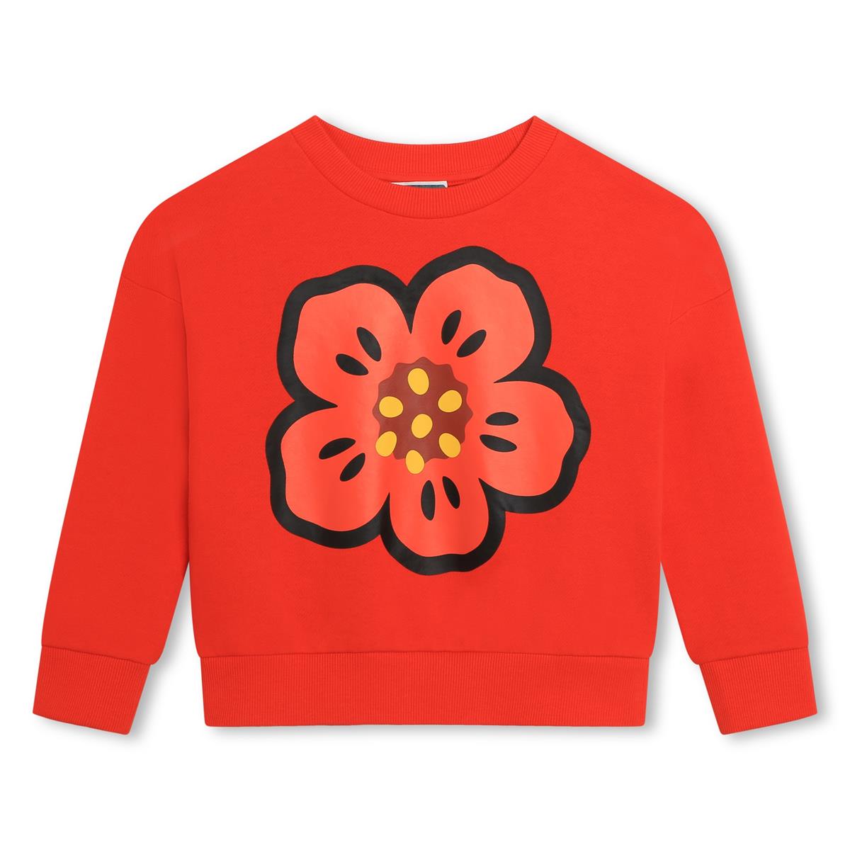Girls Red Printed Cotton Sweatshirt