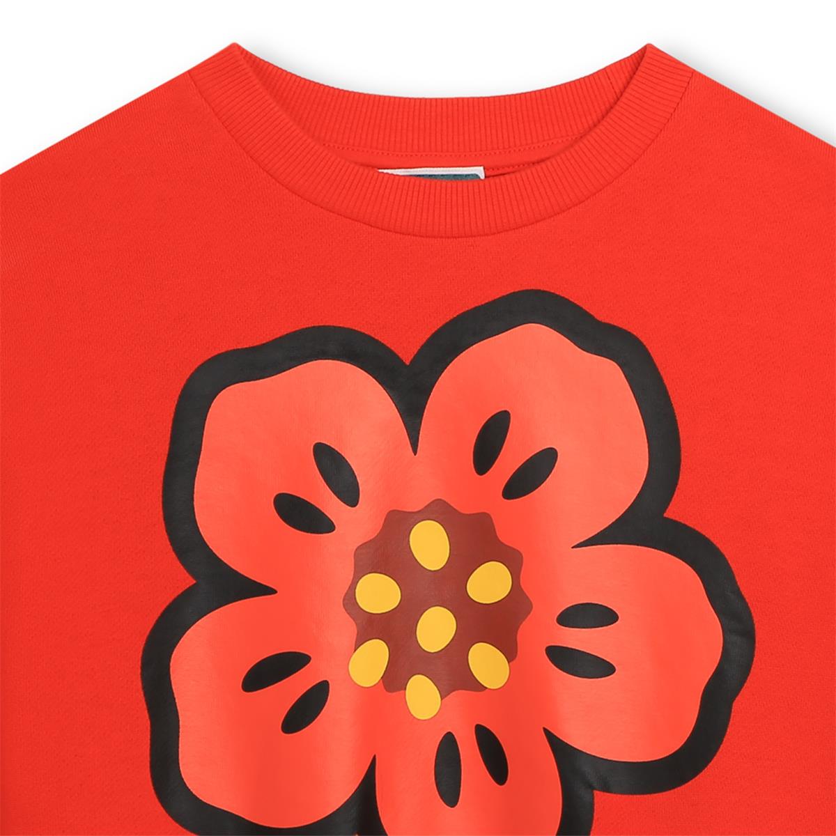 Girls Red Printed Cotton Sweatshirt