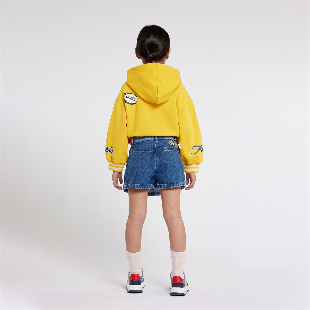 Girls Yellow Hooded Cotton Sweatshirt