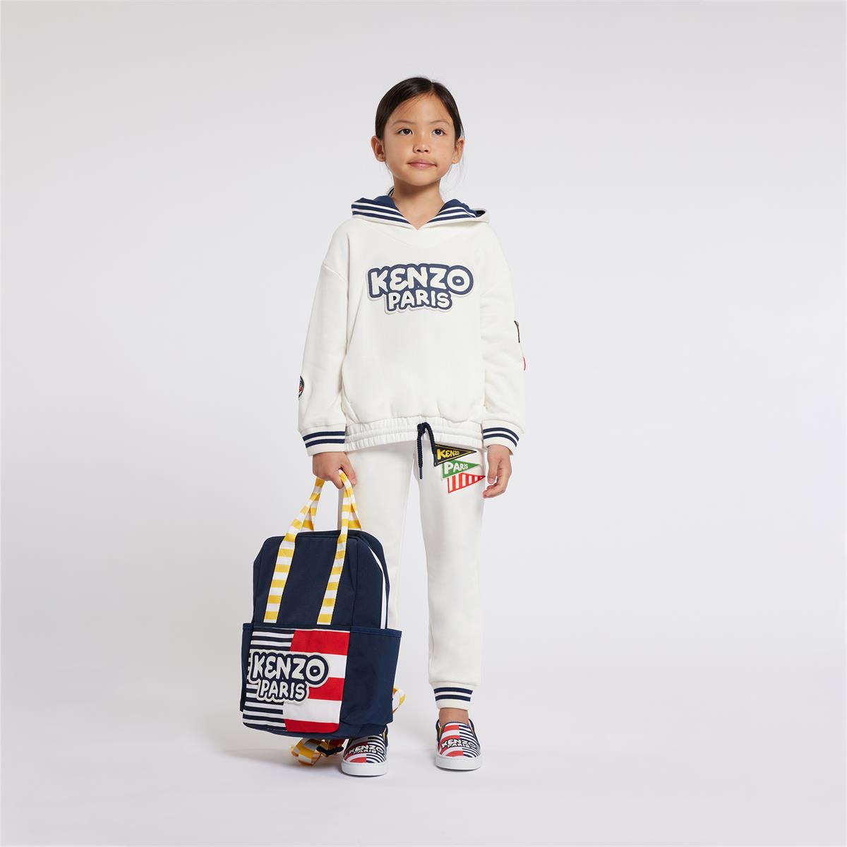 Girls White Hooded Cotton Sweatshirt