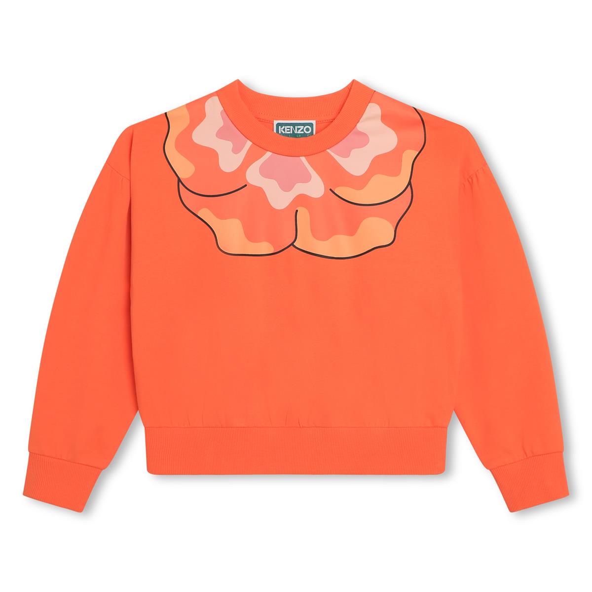 Girls Orange Cotton Sweatshirt