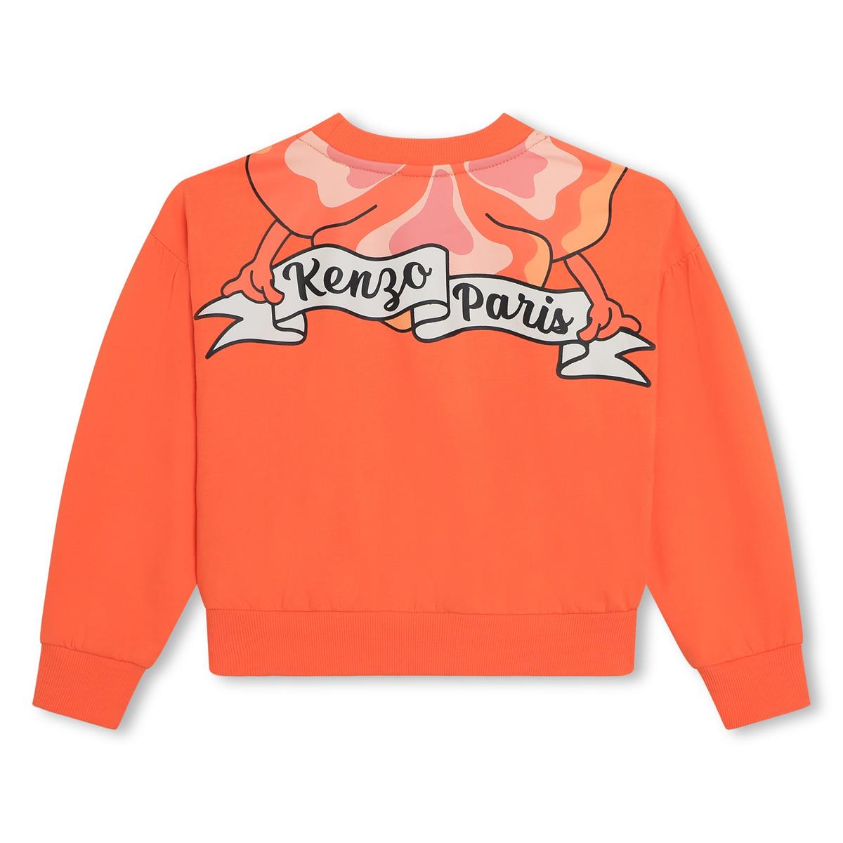 Girls Orange Cotton Sweatshirt
