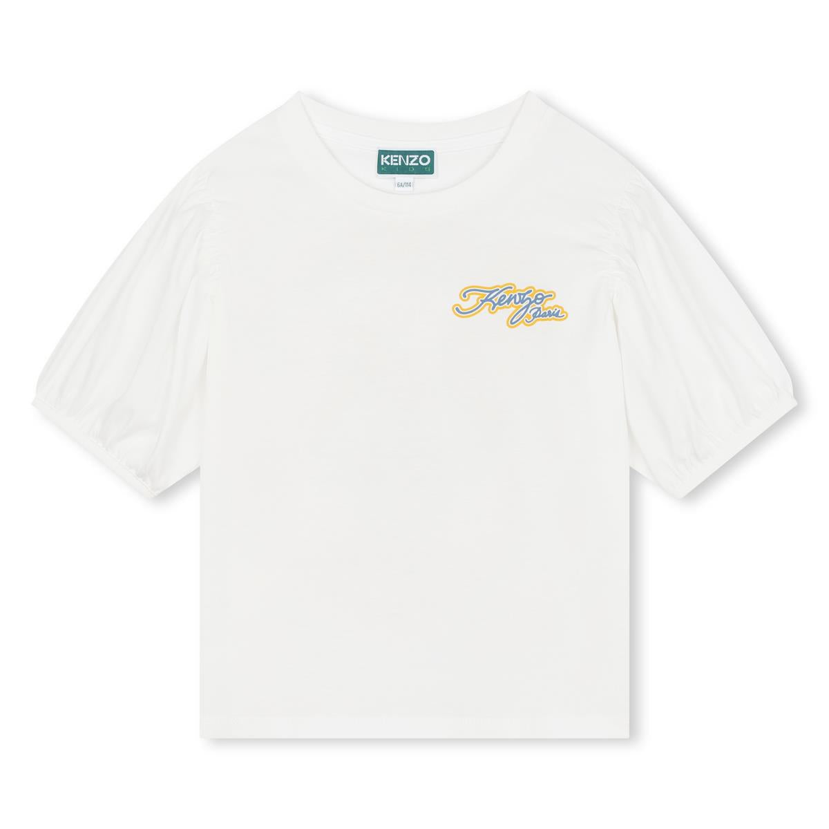 Girls White Cotton T-Shirt