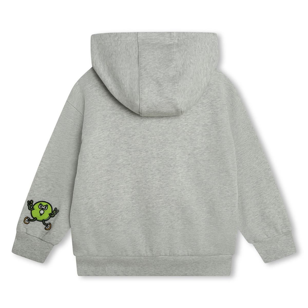 Boys Grey Cotton Zip-Up Top