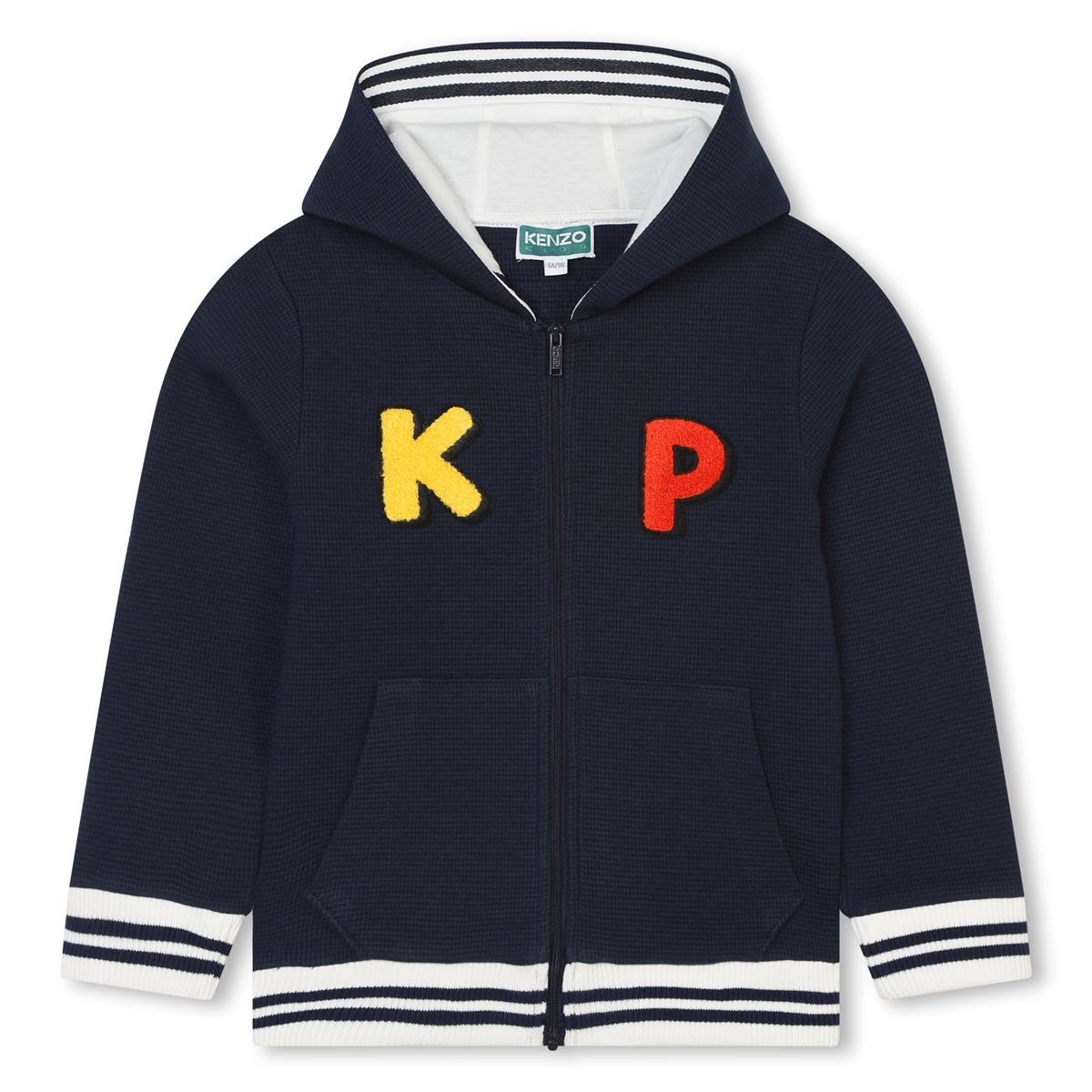 Boys Navy Cotton Zip-Up Top