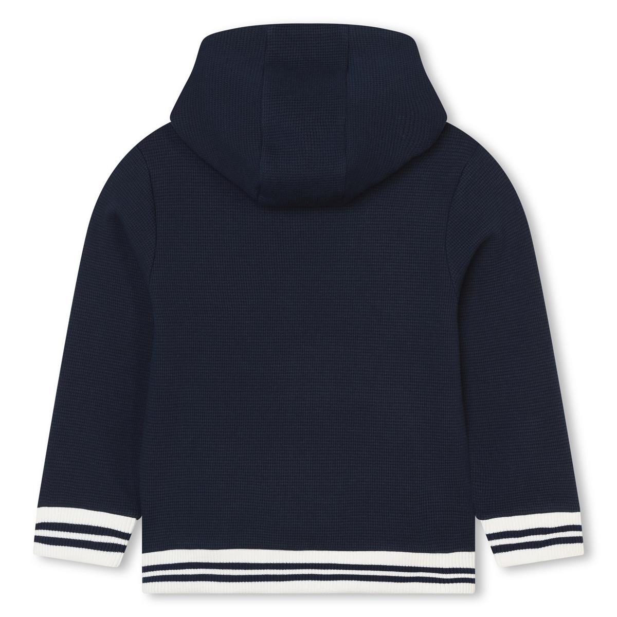 Boys Navy Cotton Zip-Up Top