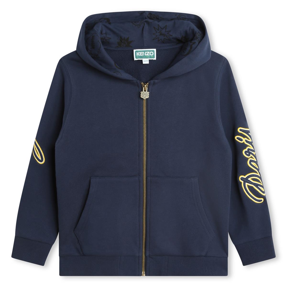 Boys Navy Cotton Zip-Up Top