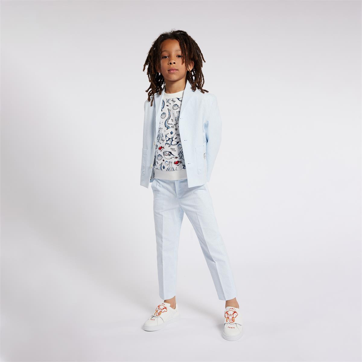 Boys Blue Stripes Cotton Trousers