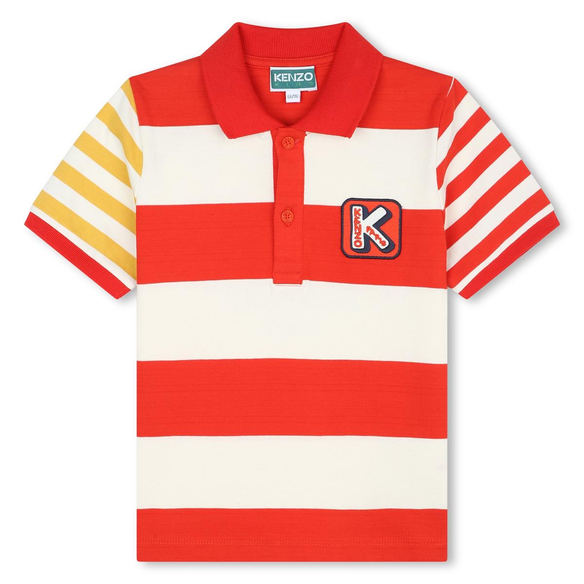 Boys Red Stripes Cotton Polo Shirt