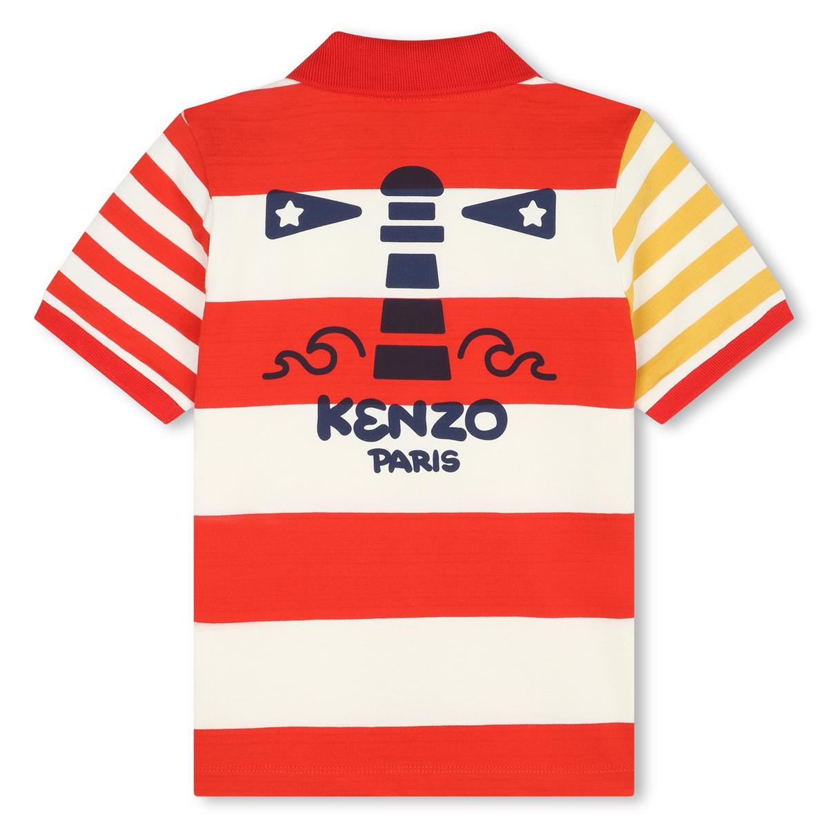 Boys Red Stripes Cotton Polo Shirt