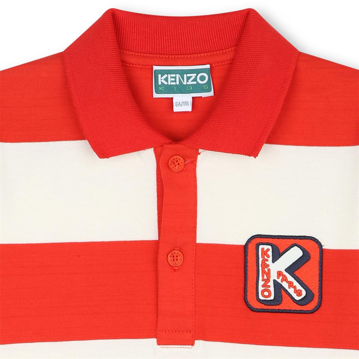 Boys Red Stripes Cotton Polo Shirt
