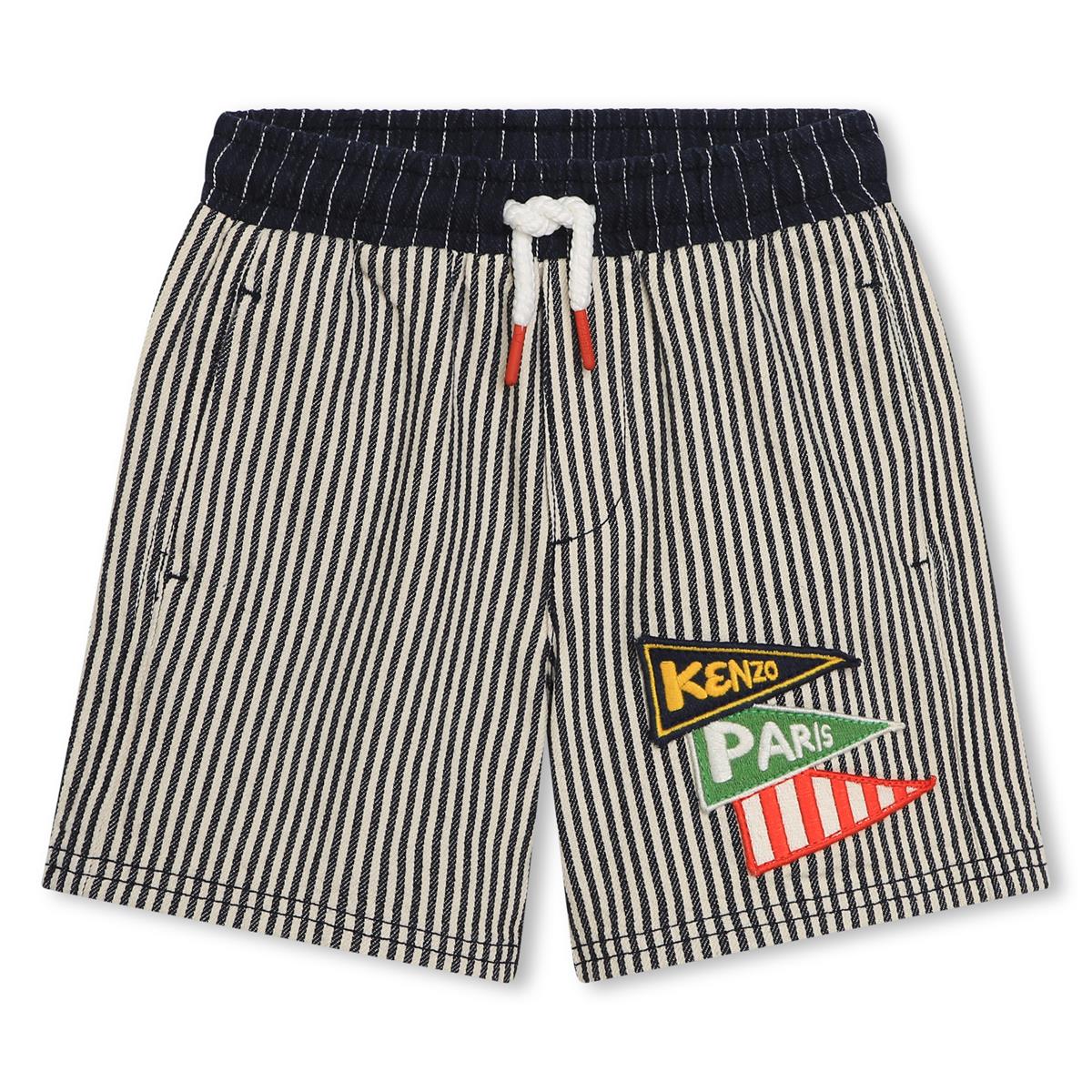 Boys Blue Stripes Cotton Shorts