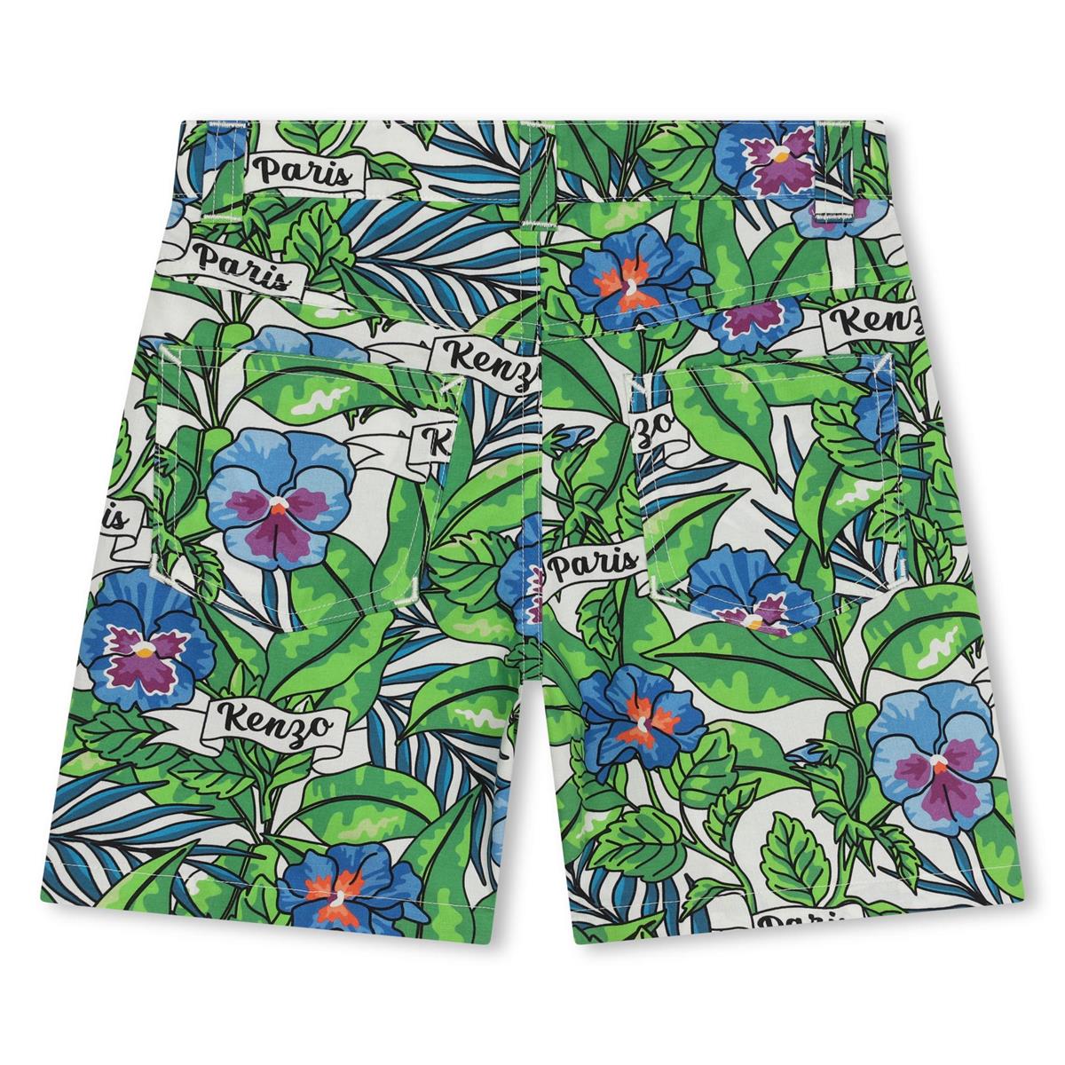 Boys & Girls Green Printed Cotton Shorts