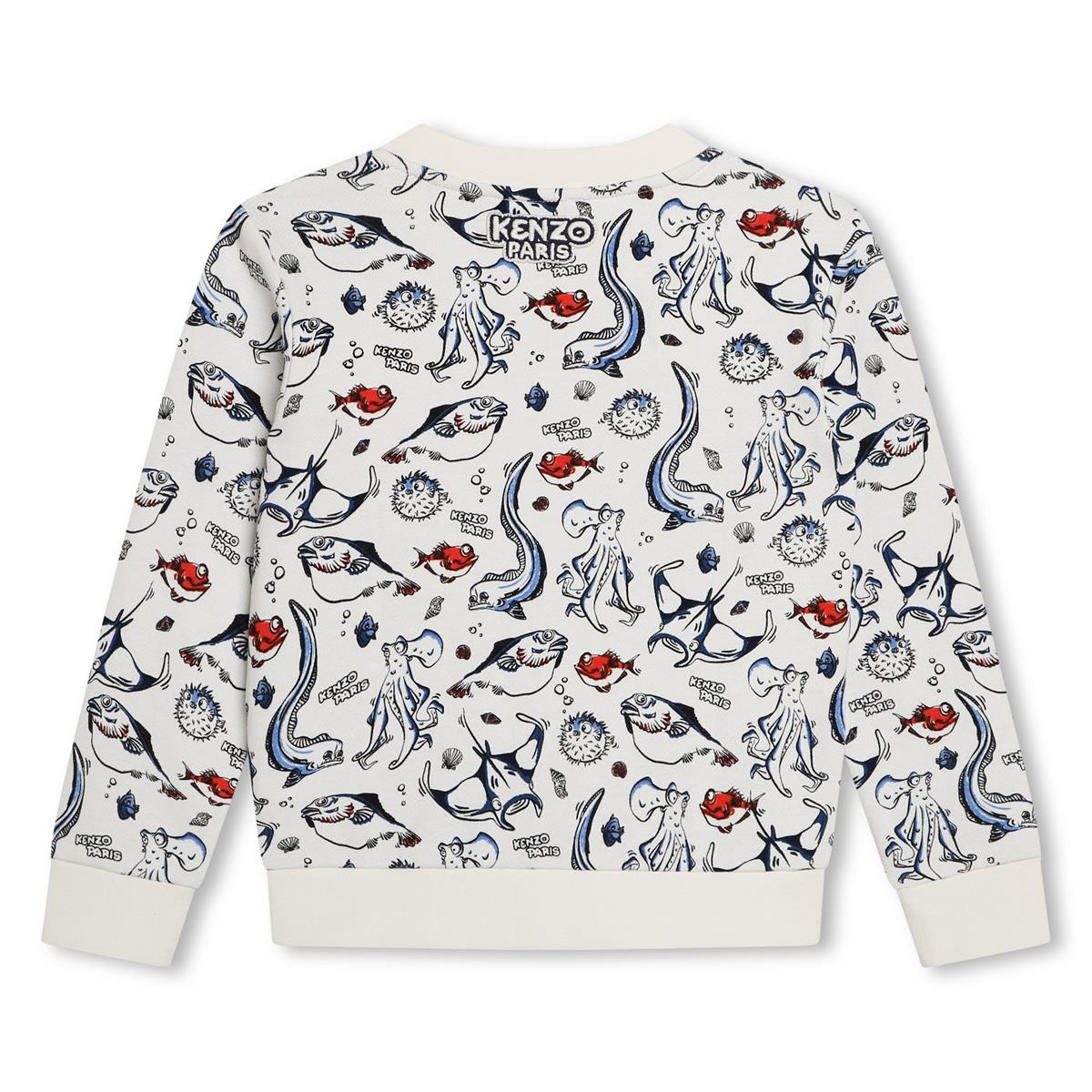 Boys & Girls White Printed Cotton Sweatshirt