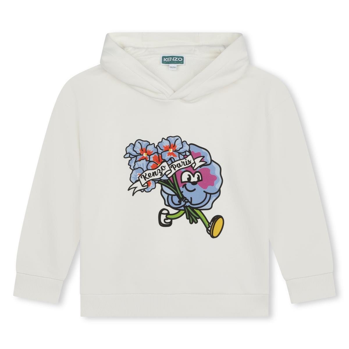 Boys White Hooded Cotton Sweatshirt