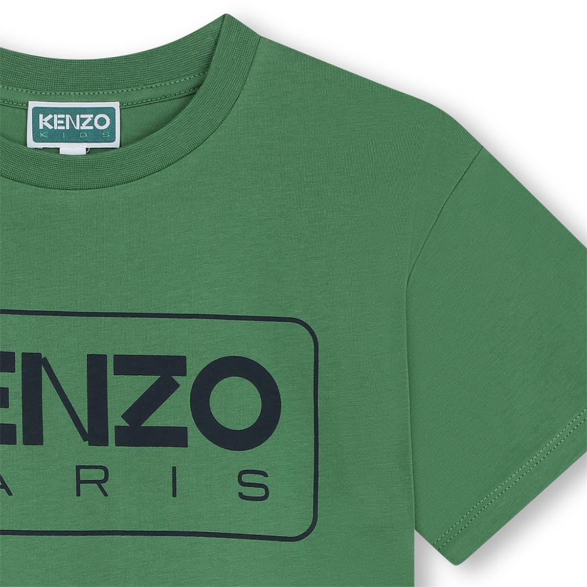 Boys Green Logo Cotton T-Shirt