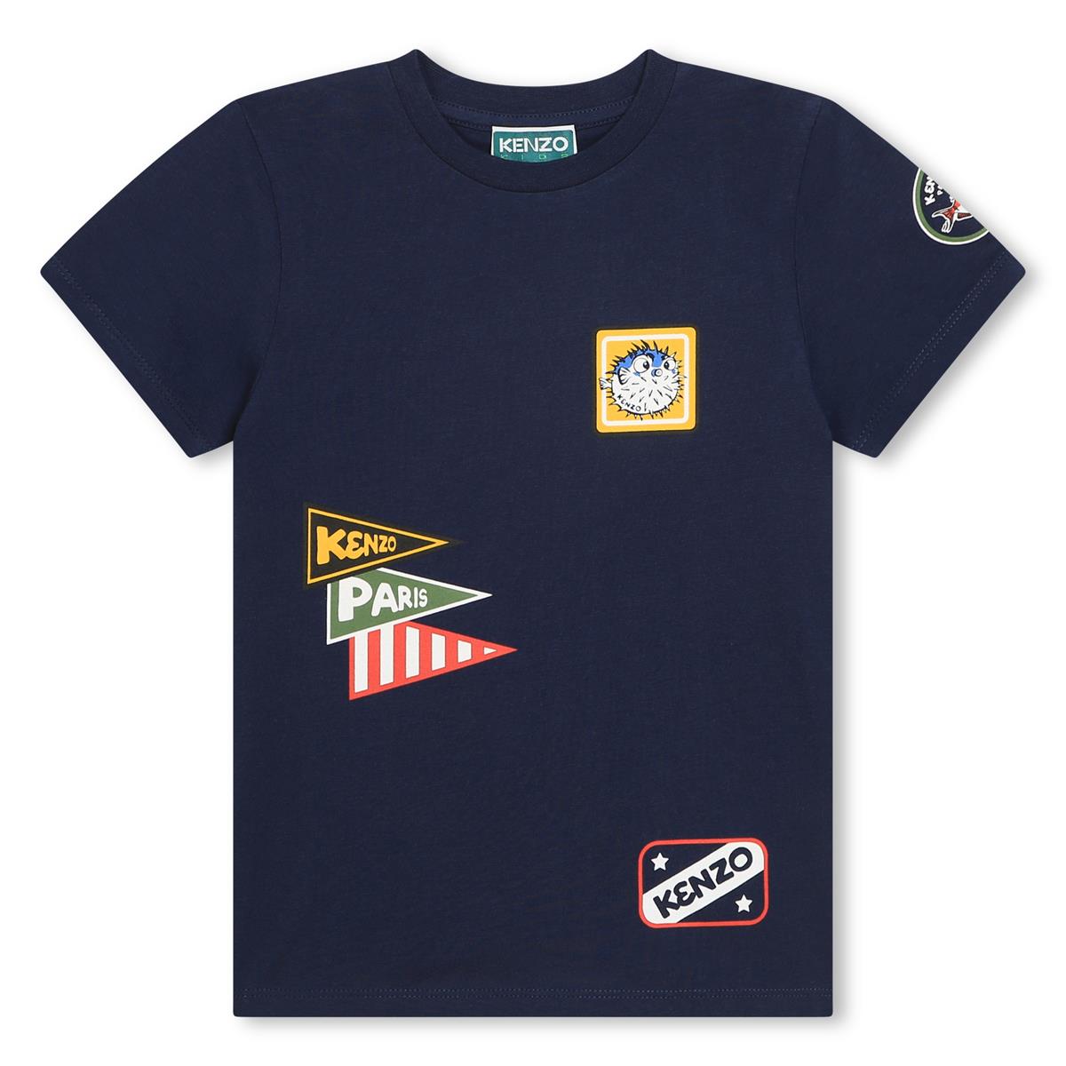 Boys Dark Blue Cotton T-Shirt