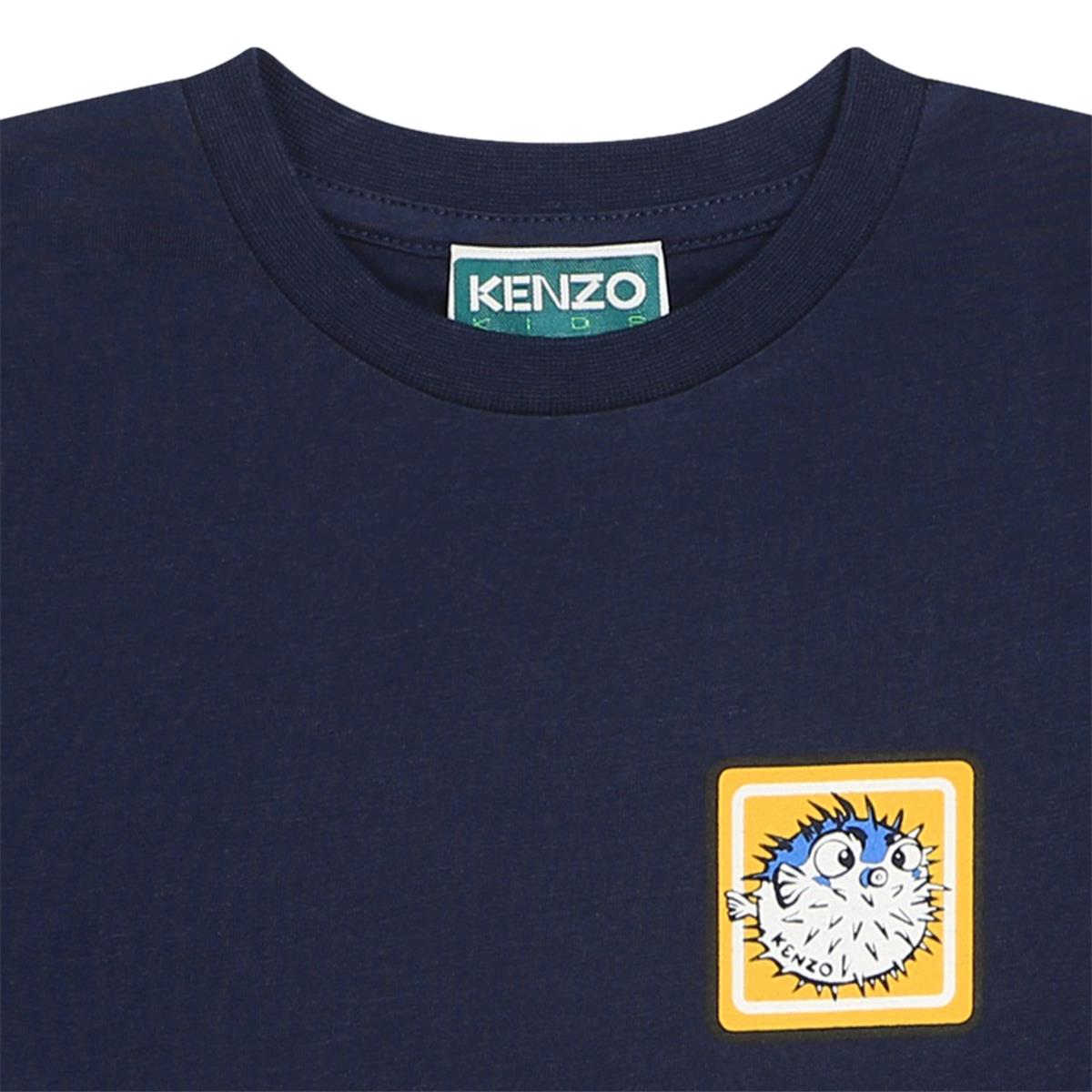 Boys Dark Blue Cotton T-Shirt