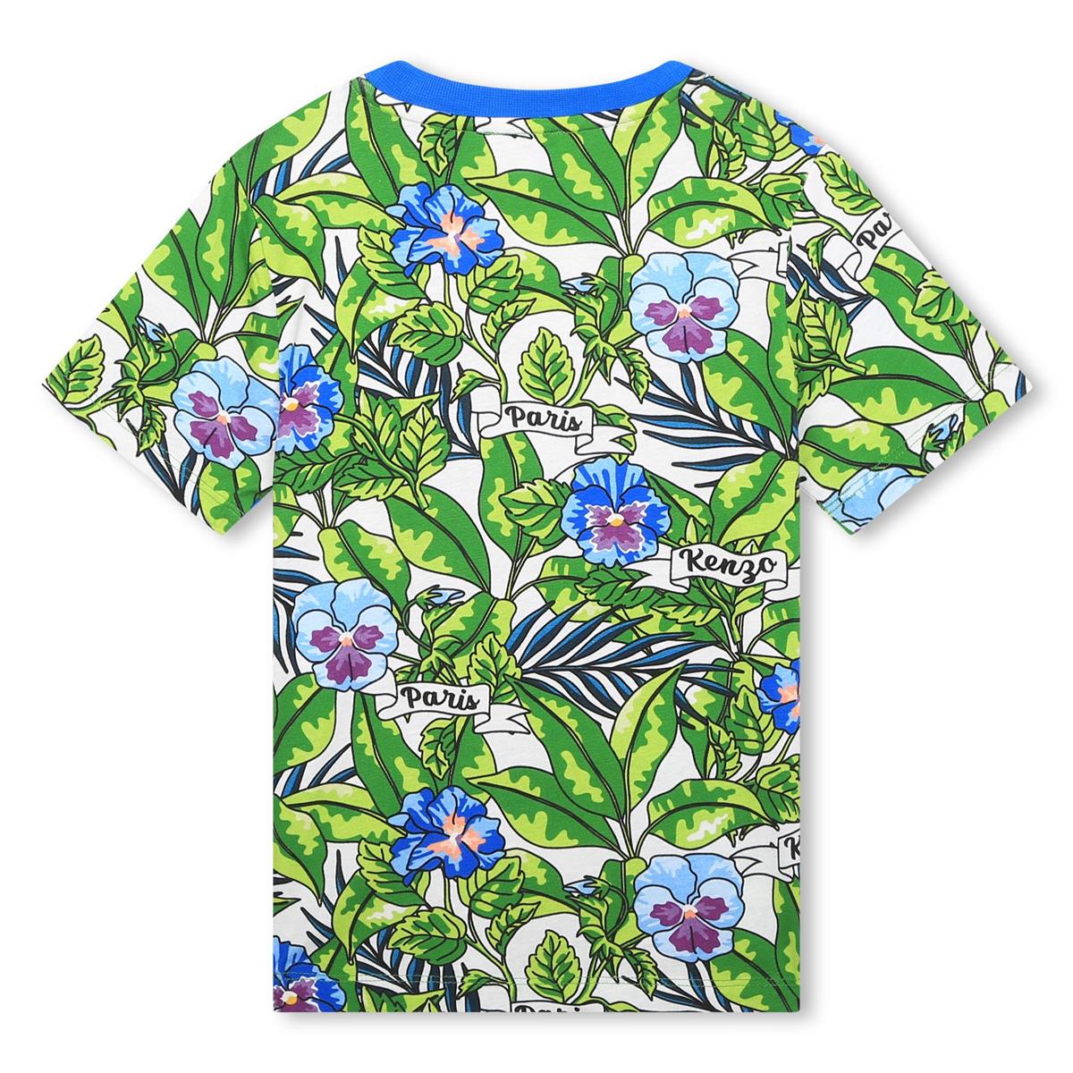 Boys Green Flowers Cotton T-Shirt