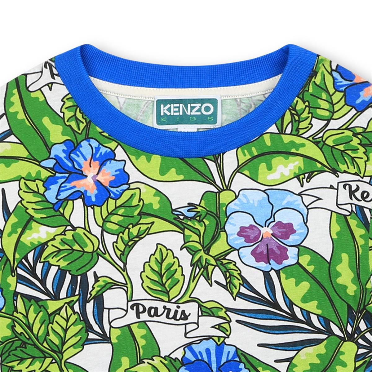 Boys Green Flowers Cotton T-Shirt