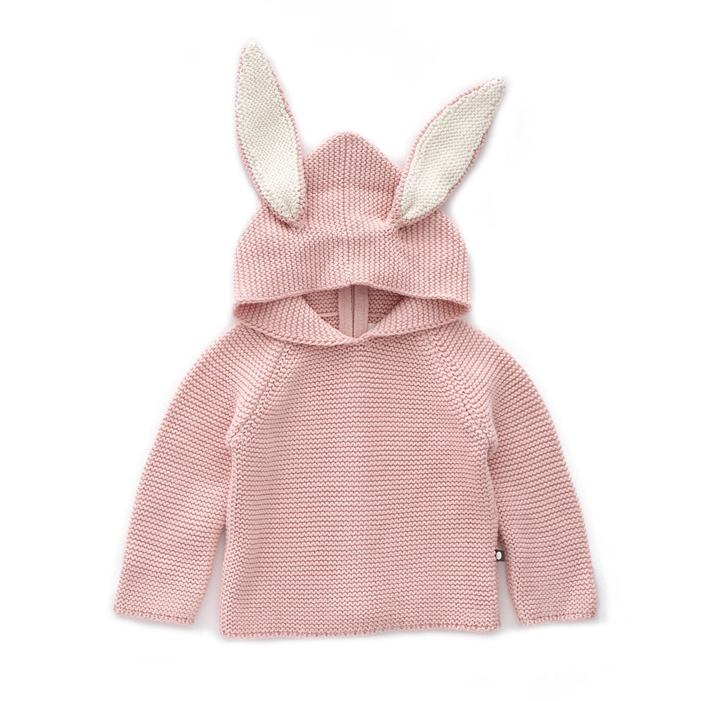 Girls Pink Bunny Hooded Sweater