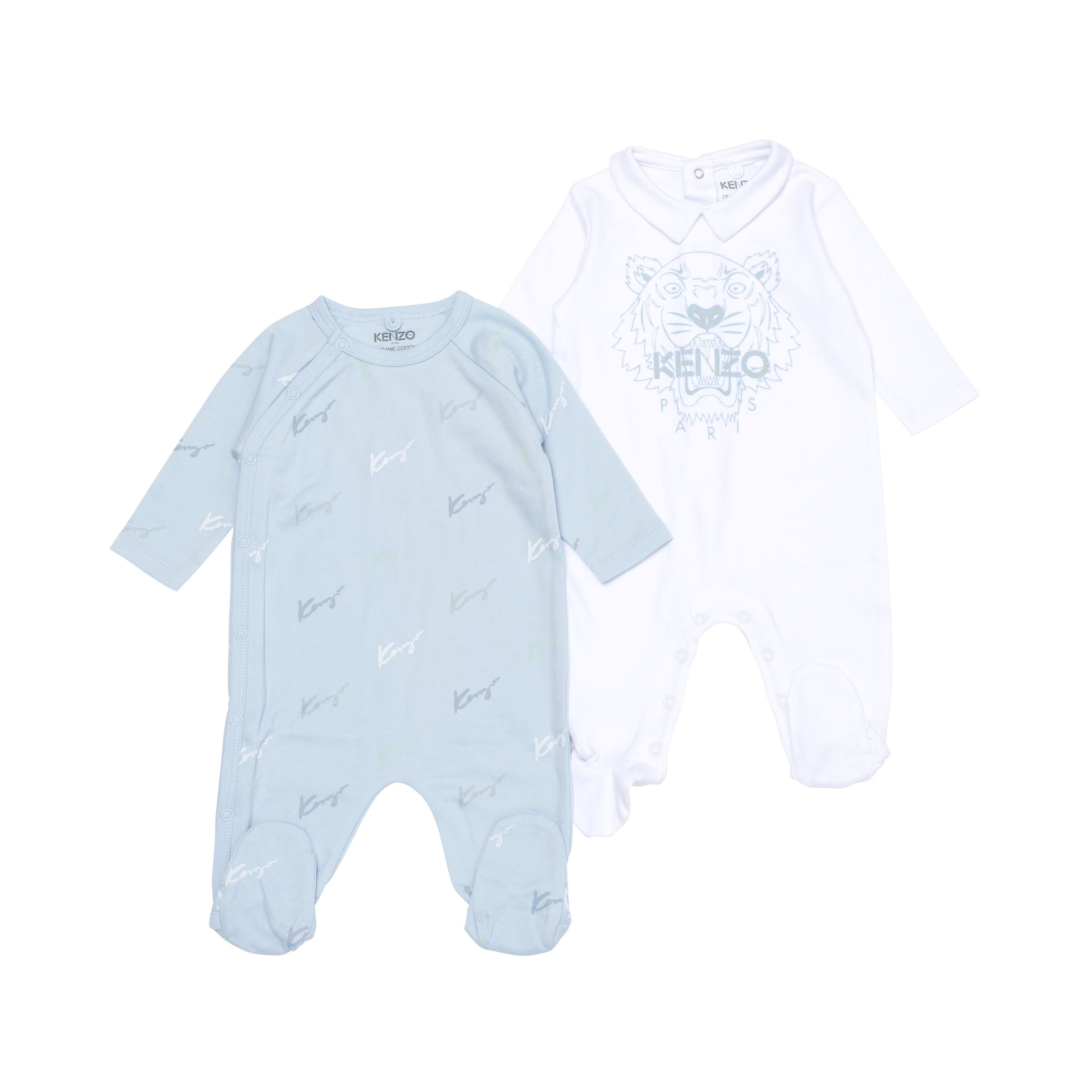 Baby Boys Blue & White Cotton Babysuit Set