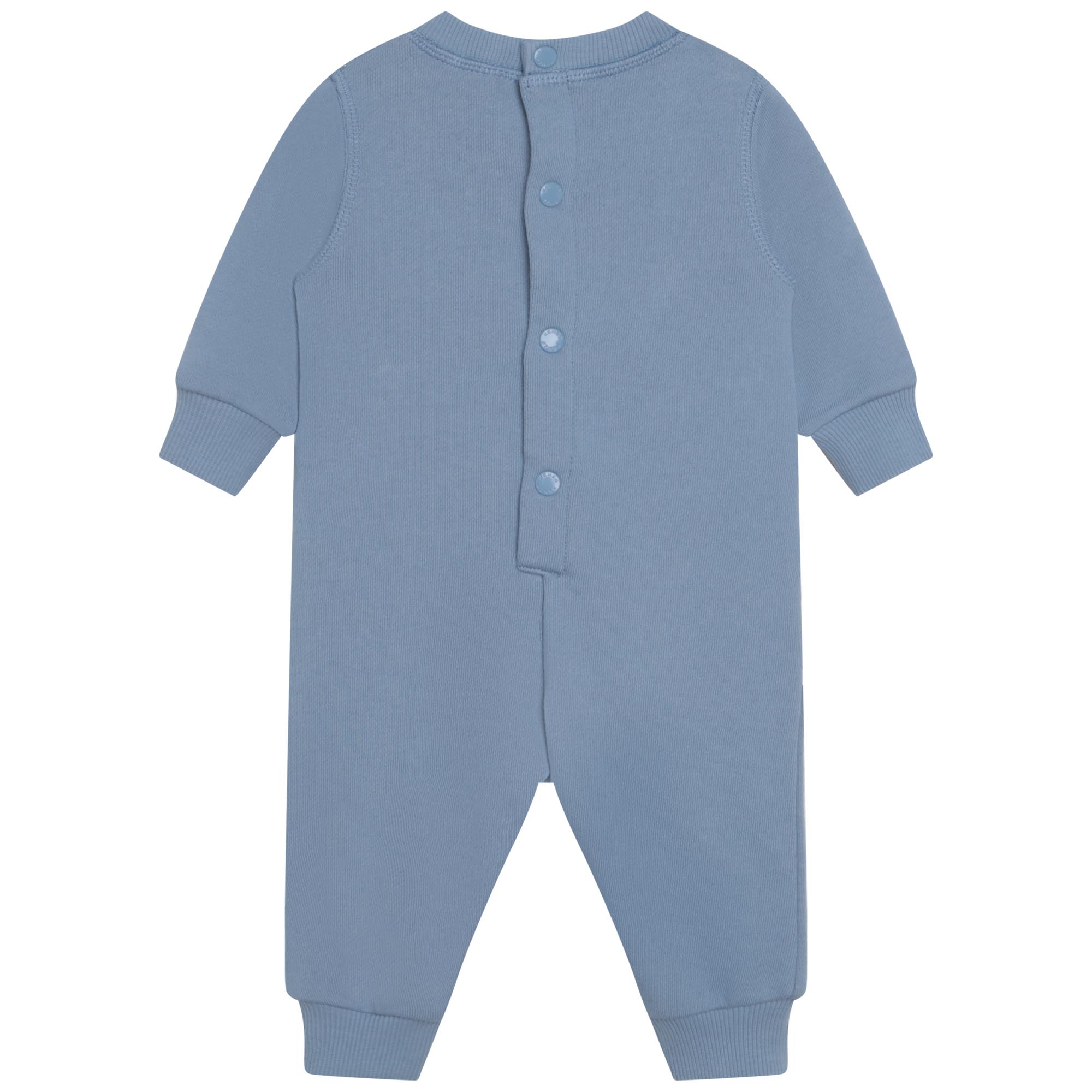 Baby Boys Blue Printed Cotton Babysuit