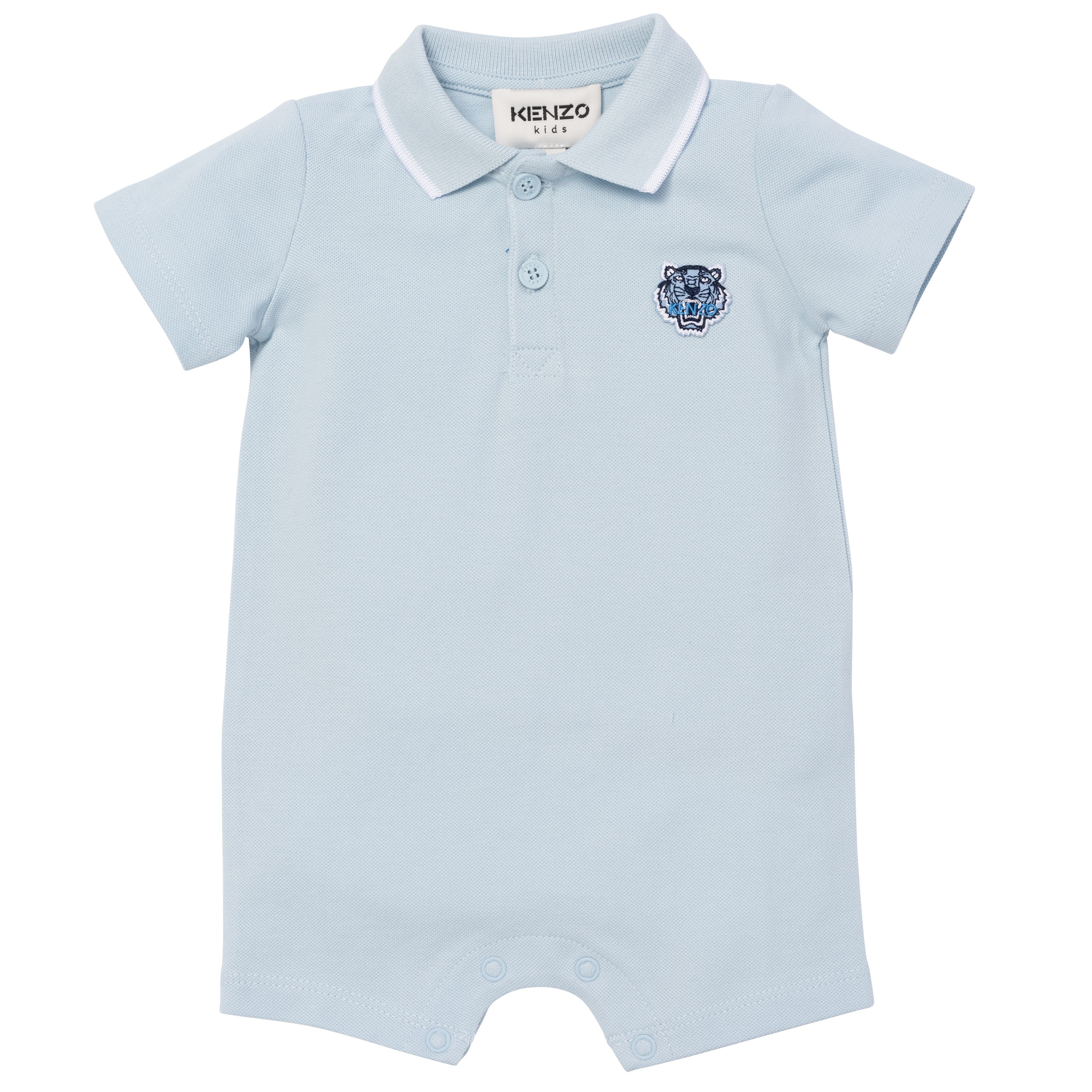 Baby Boys Blue Cotton Babysuit