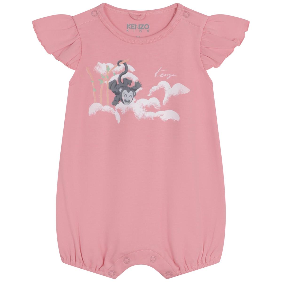 Baby Girls Pink Printed Babysuit