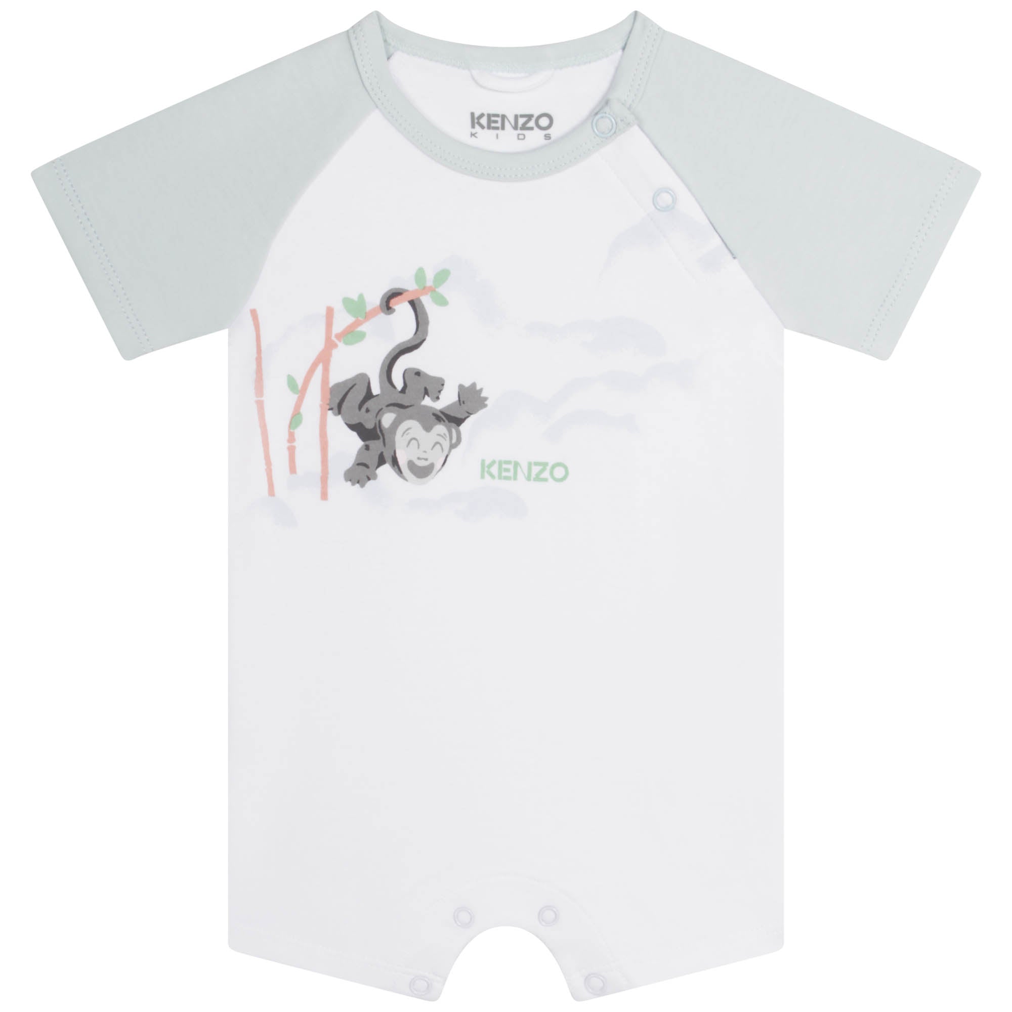 Baby Boys White Printed Cotton Babysuit