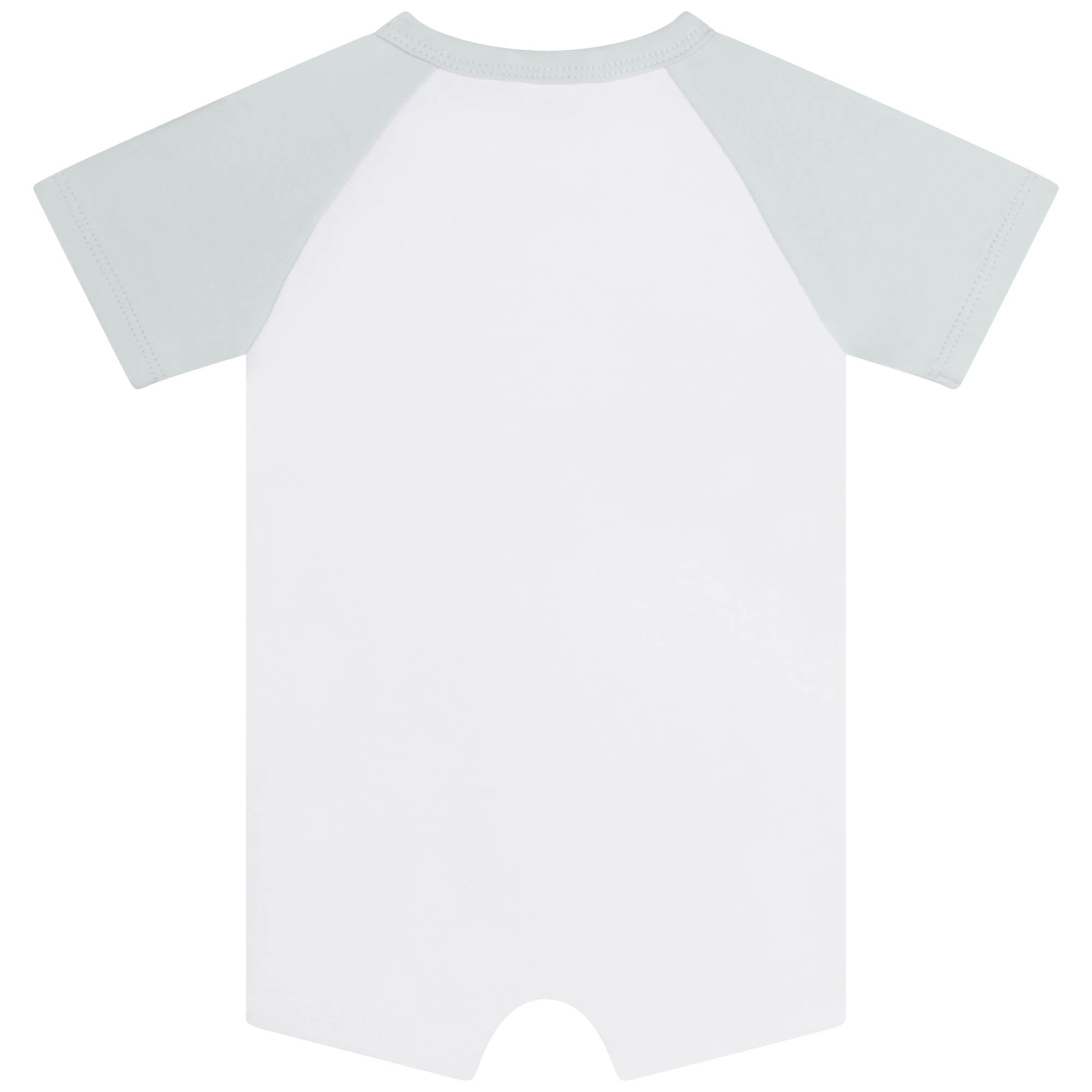 Baby Boys White Printed Cotton Babysuit