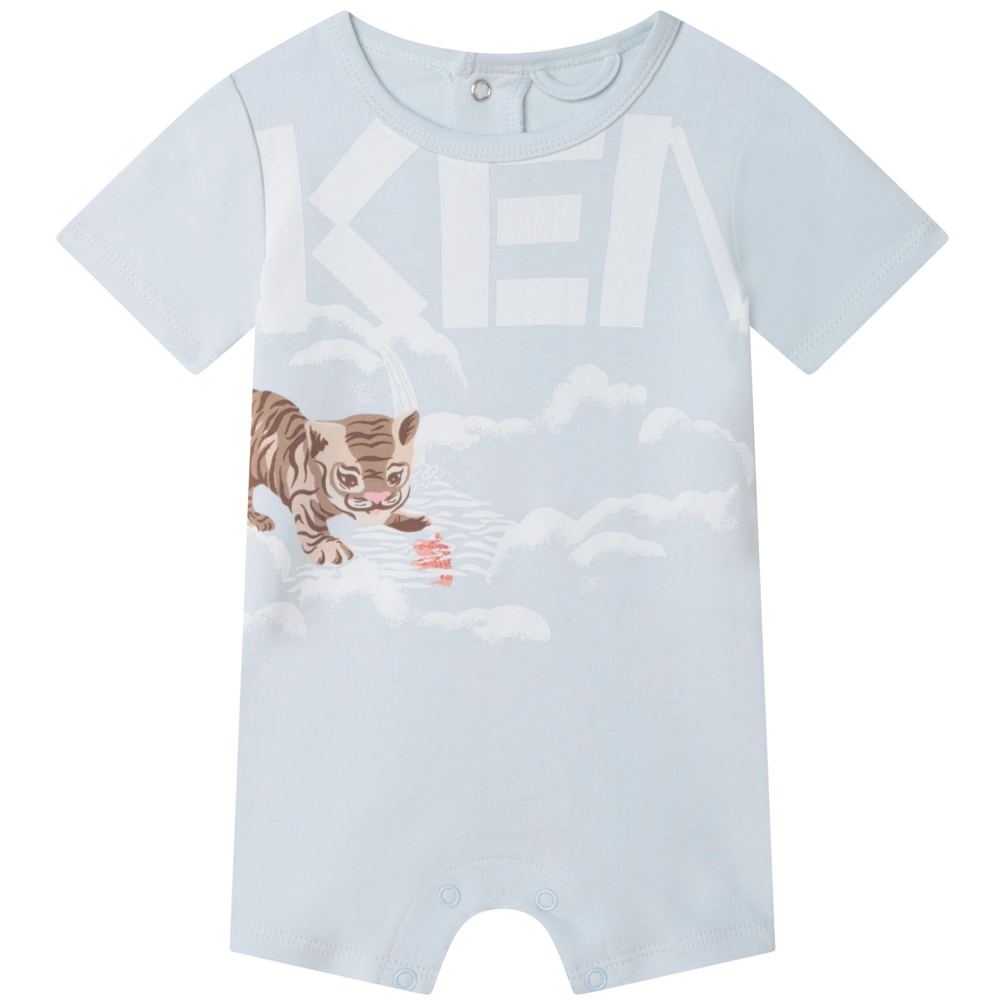 Baby Boys Blue Logo Cotton Babysuit