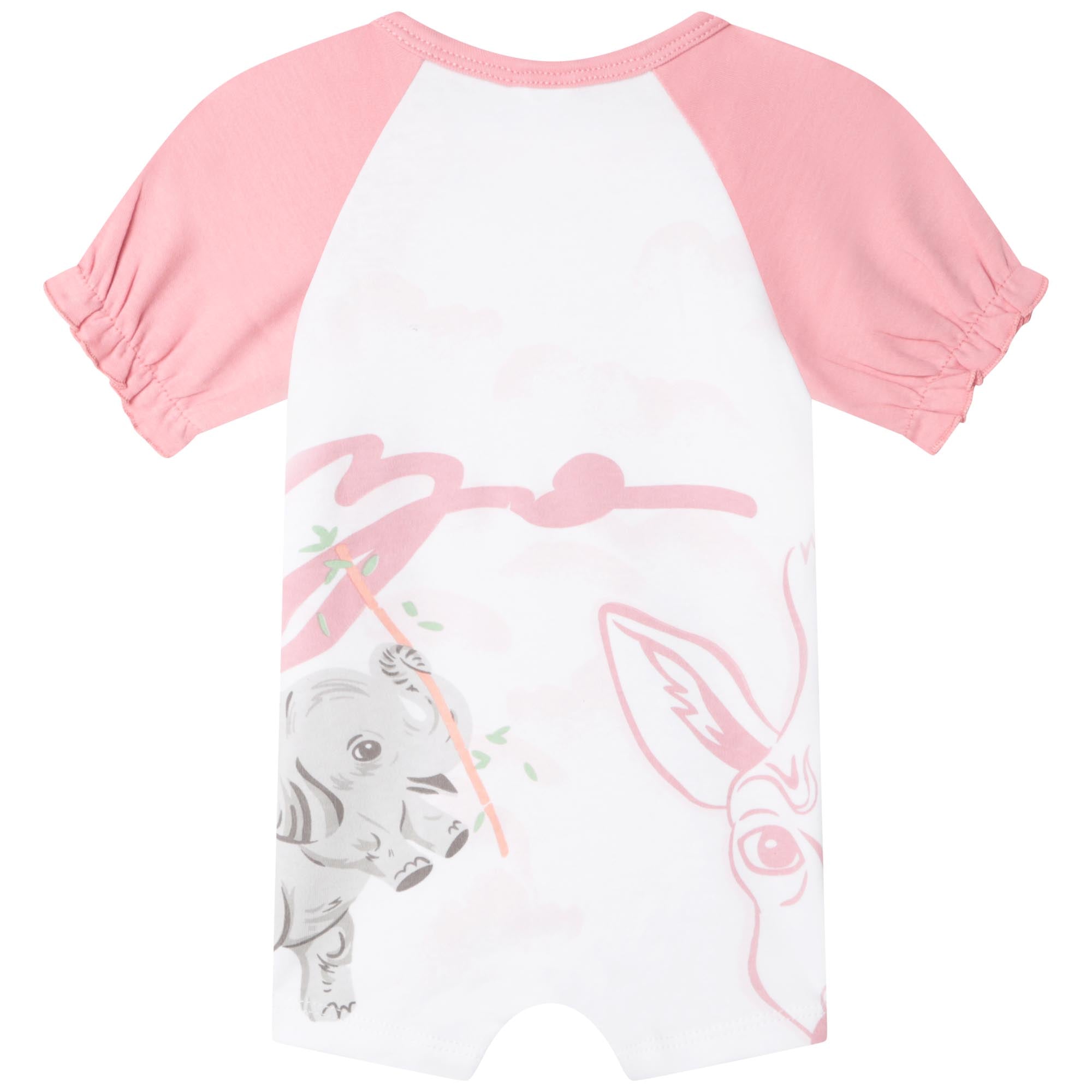 Baby Girls Pink Printed Cotton Babysuit